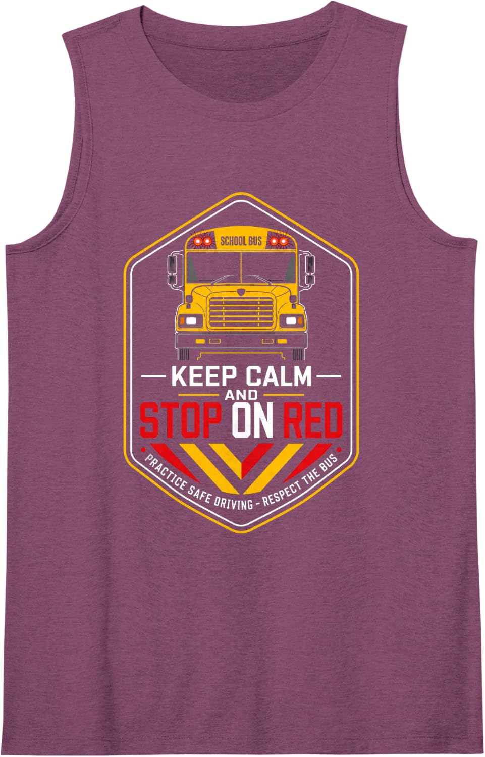 Keep Calm and Stop On Red School Bus Driver Sleeveless Tank Top - Purple