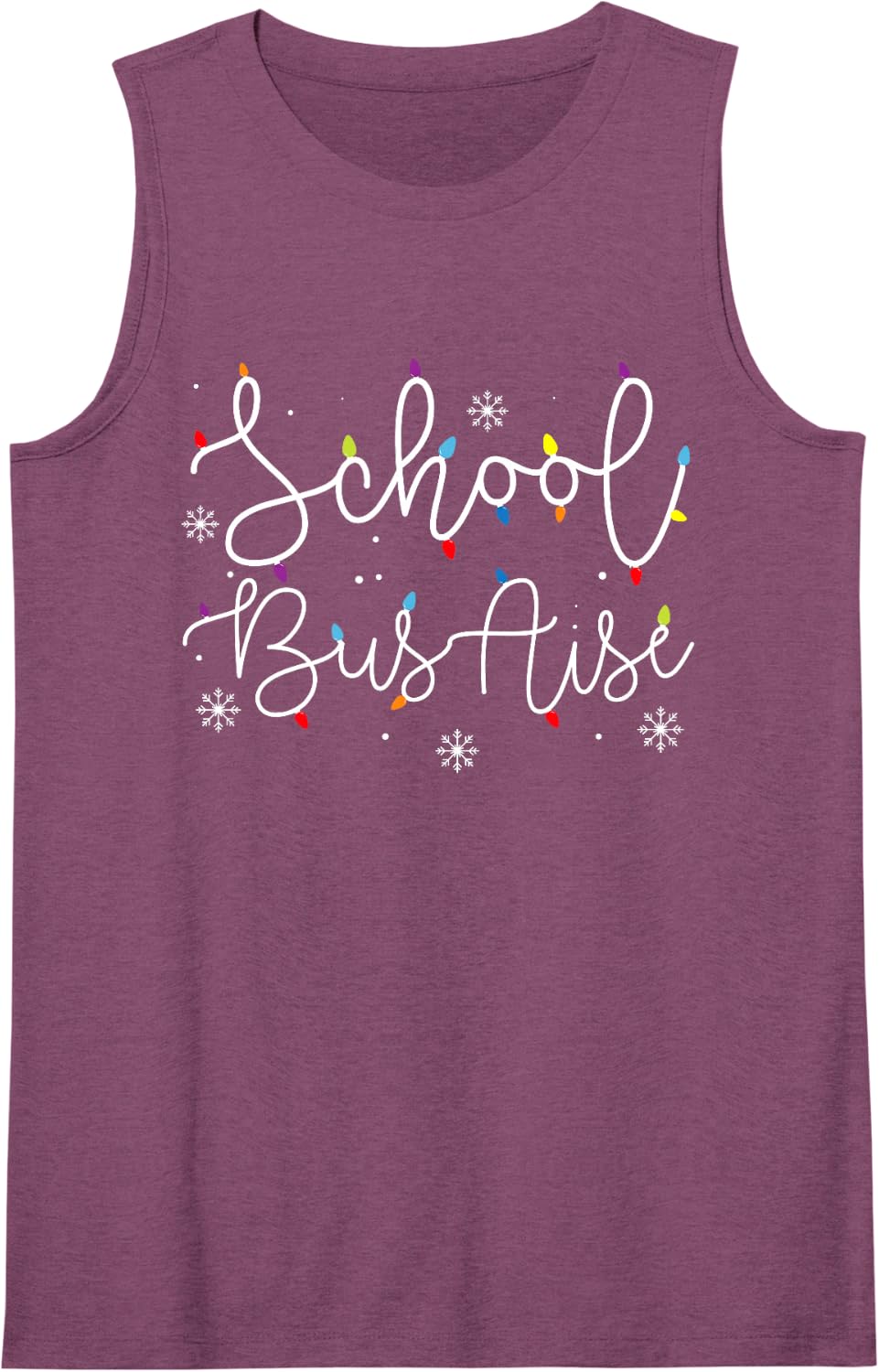 Cute Christmas School Bus Aide Driver X-mas Light Festive Sleeveless Tank Top - Purple