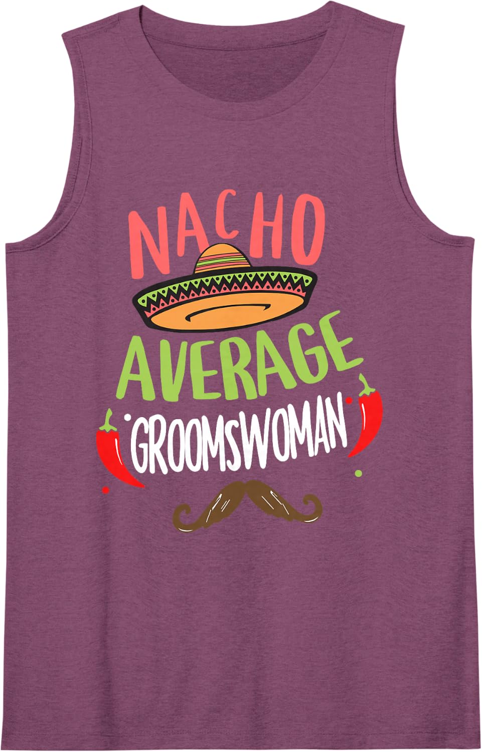 Nacho Average Groomswoman Mexican Mustache Cinco de Mayo Sleeveless Tank Top - Purple