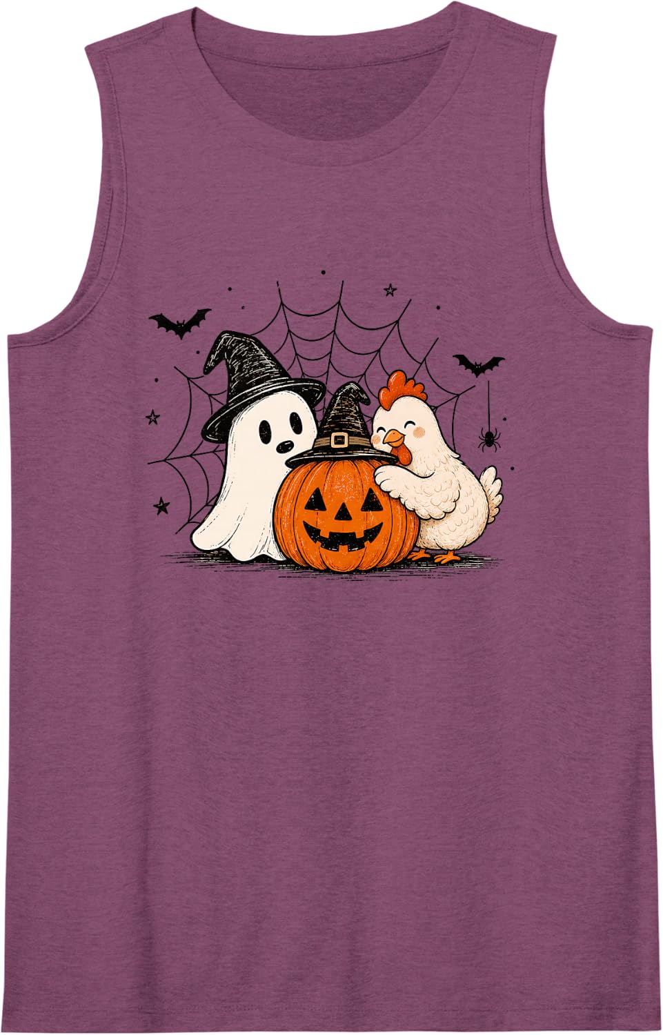 Chicken Halloween Ghost Pumpkin Cute Spooky Costume Tank Top - Purple