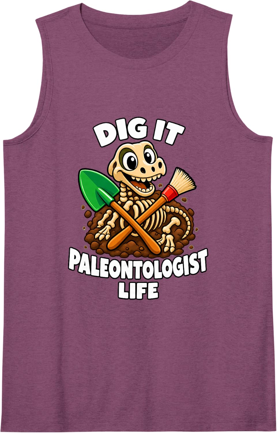Dig It Paleontologist Life Fossil Bone Excavation Kids Sleeveless Tank Top - Purple