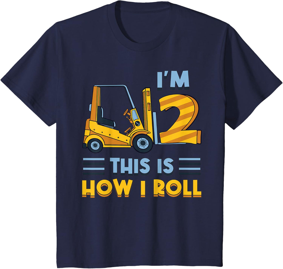 Kids forklift driver boy forklift I am 2 years birthday T-Shirt - Navy Blue