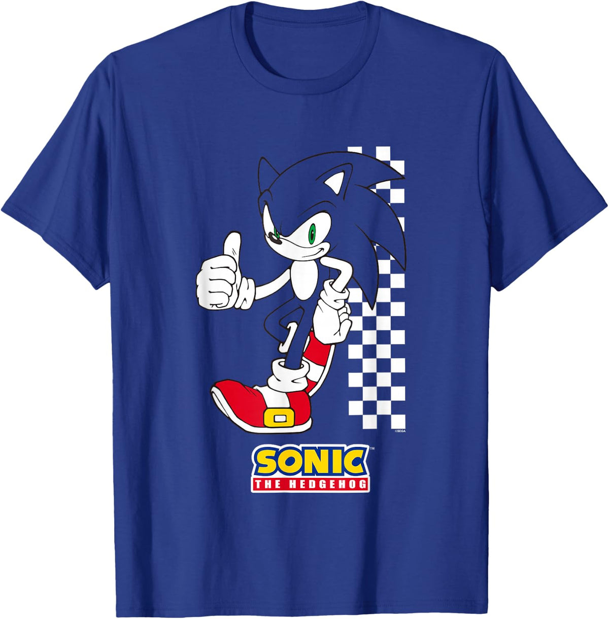 Sonic The Hedgehog Thumbs Up Leaning On Wall T-Shirt - Royal Blue