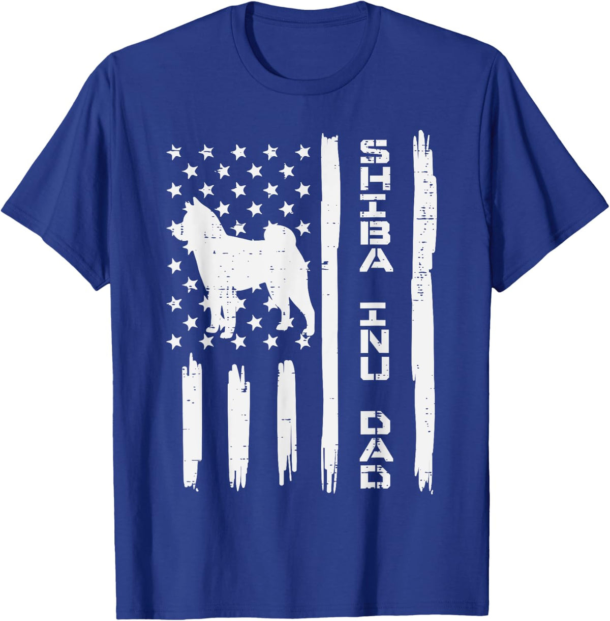 Proud Shiba Inu Dad US Flag Vintage Japanese Akita Dog Gift T-Shirt - Royal Blue