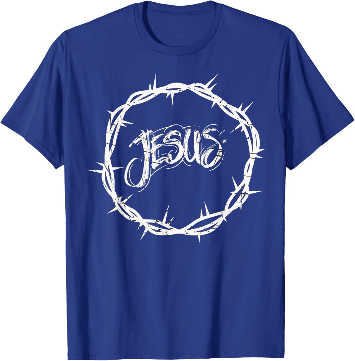 Mens Jesus Crown of Thorns Graphic Design T-Shirt - Royal Blue