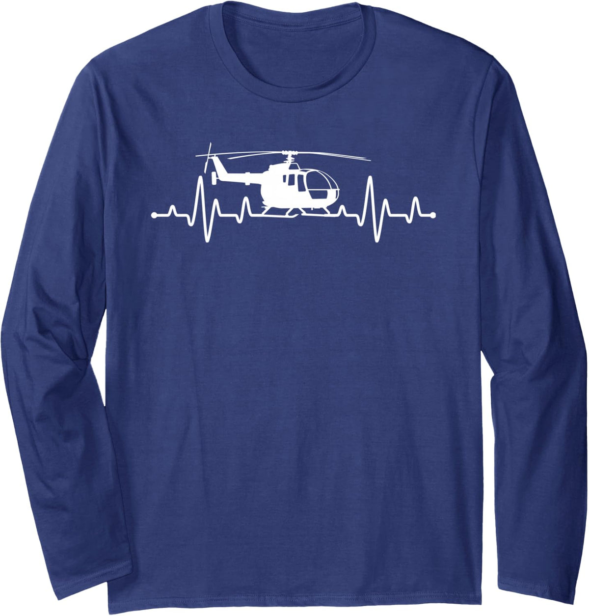 Cool Helicopter Art for Men Women Kids Aviation Helicopter Long Sleeve T-Shirt - Adult Unisex Navy Blue