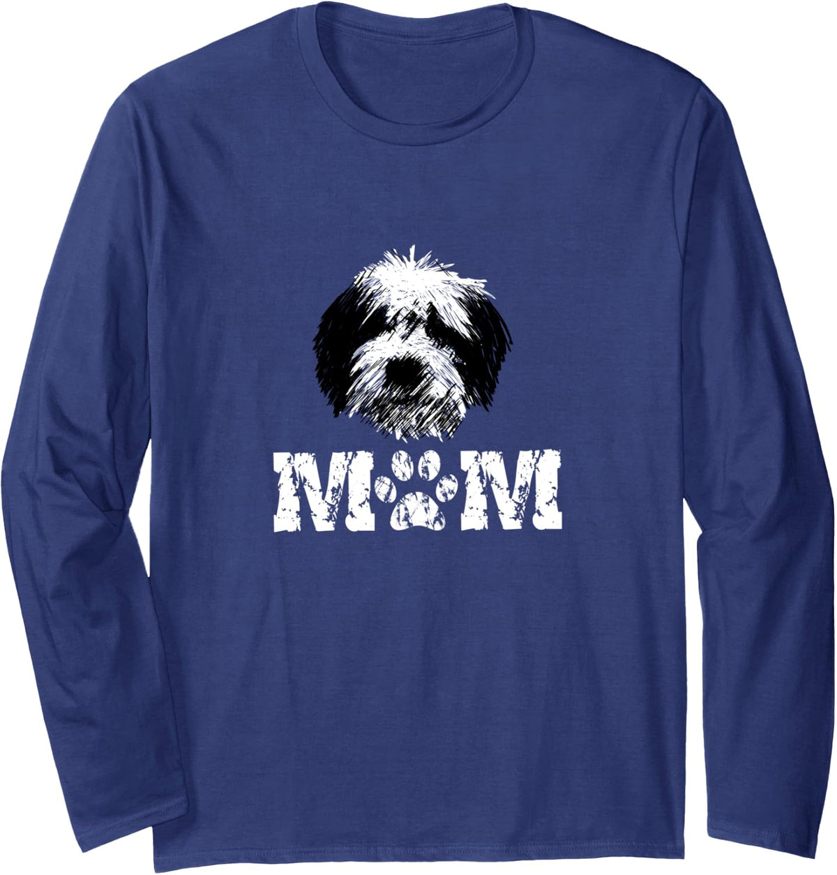 Sheepadoodle Mom doodle dog long sleeve tshirt - Adult Unisex Navy Blue