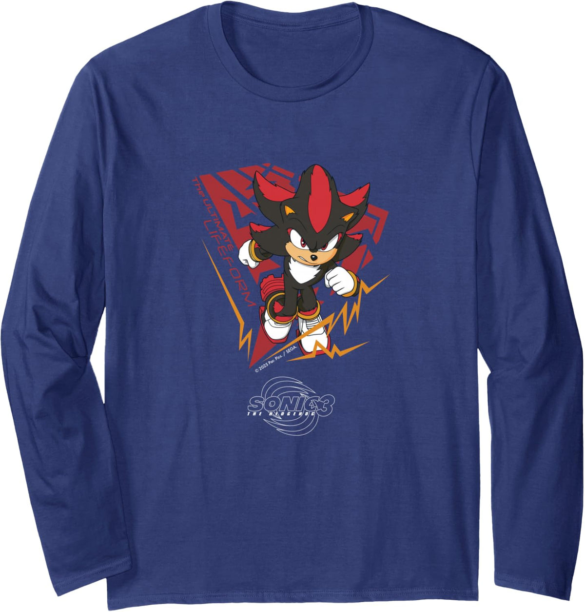 Sonic the Hedgehog 3 - Shadow "The Ultimate Lifeform" Long Sleeve T-Shirt - Adult Unisex Navy Blue