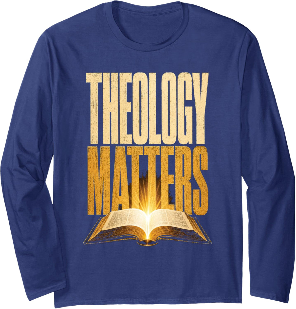 Theology Matters Christian Bible Study Vintage Faith Long Sleeve T-Shirt - Adult Unisex Navy Blue