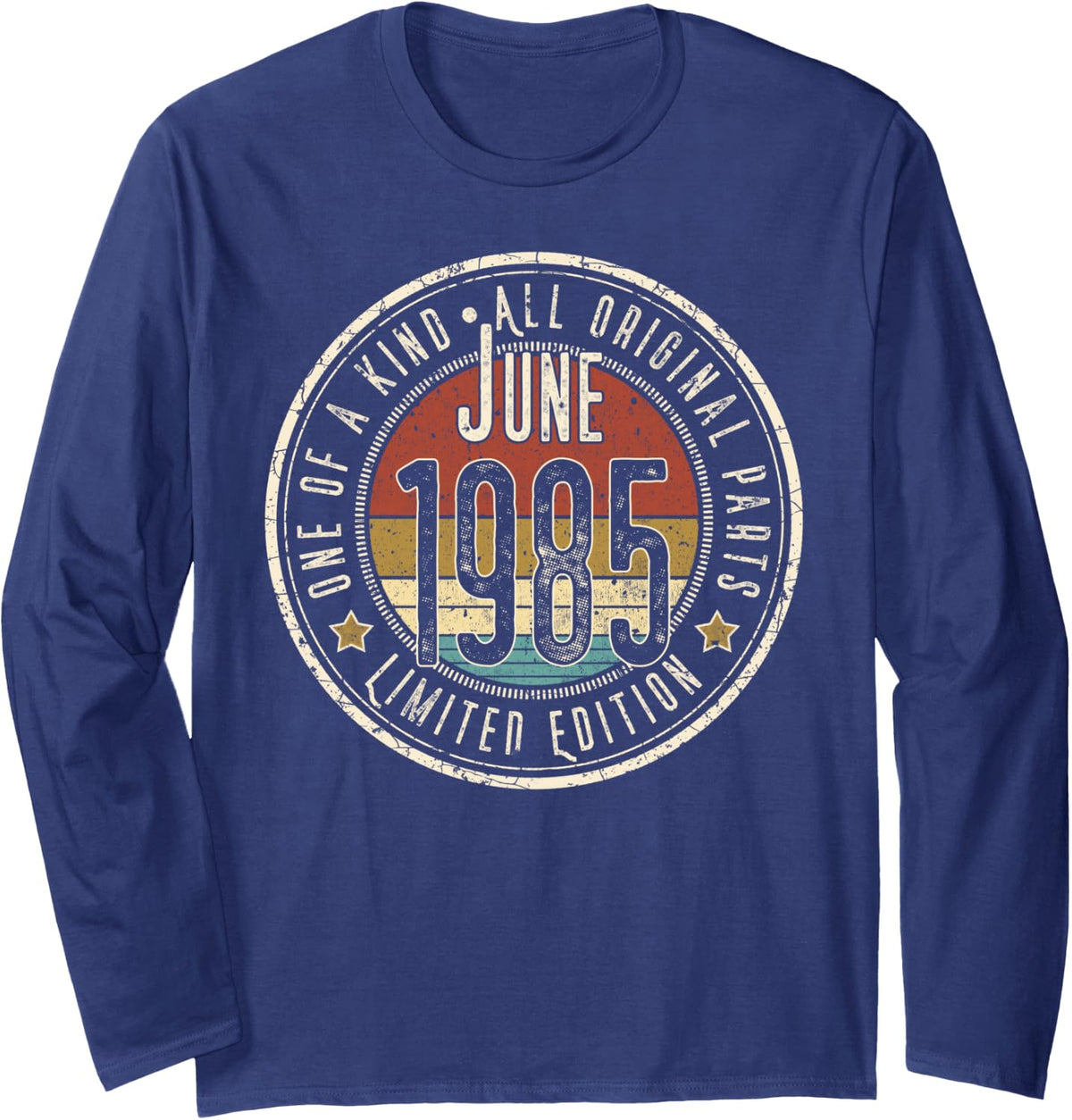 41st Birthday Vintage June 1985 Retro Limited Edition Long Sleeve T-Shirt - Adult Unisex Navy Blue