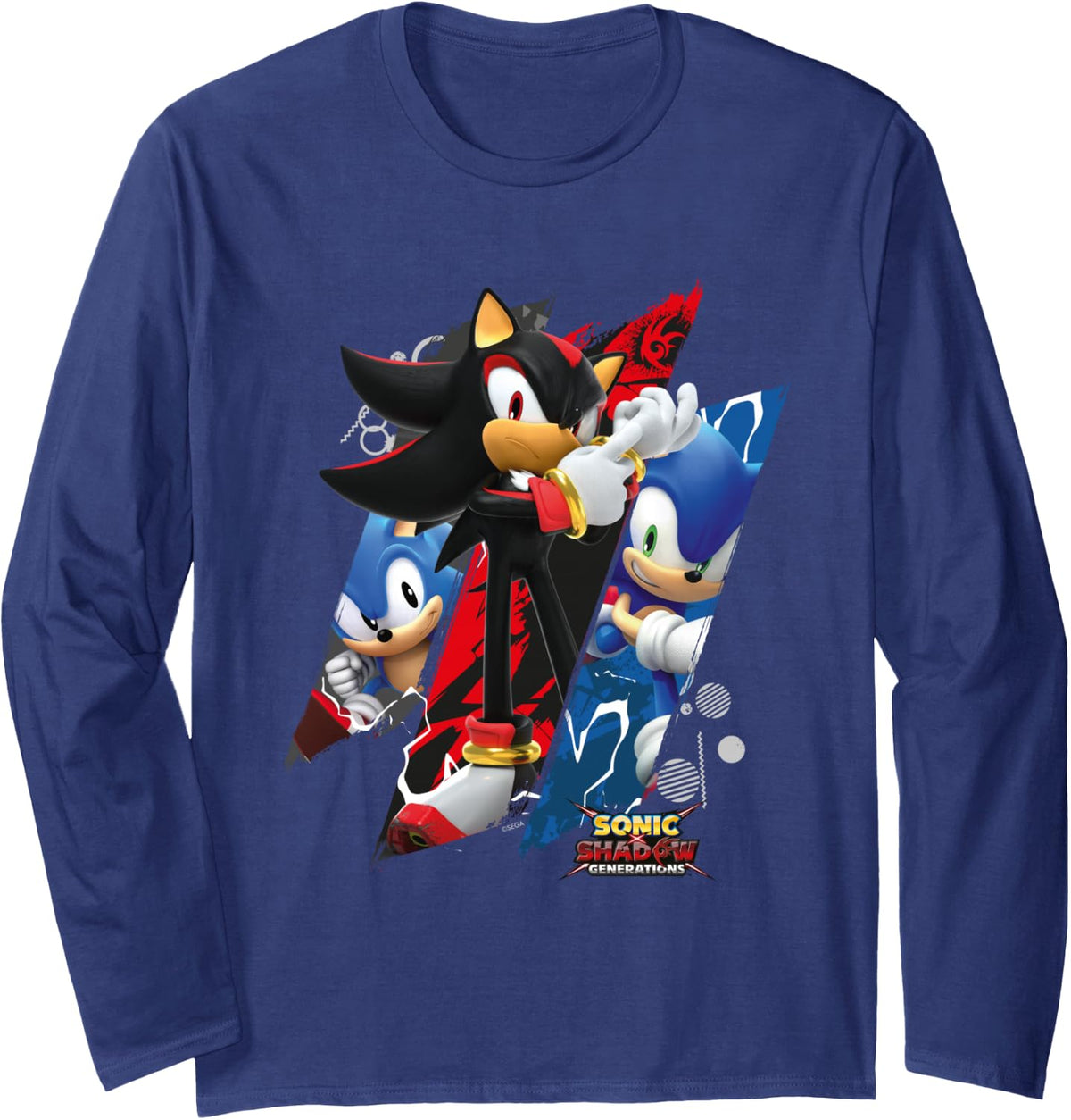 Sonic the Hedgehog, Sonic X Shadow Generations - Trio Long Sleeve T-Shirt - Adult Unisex Navy Blue