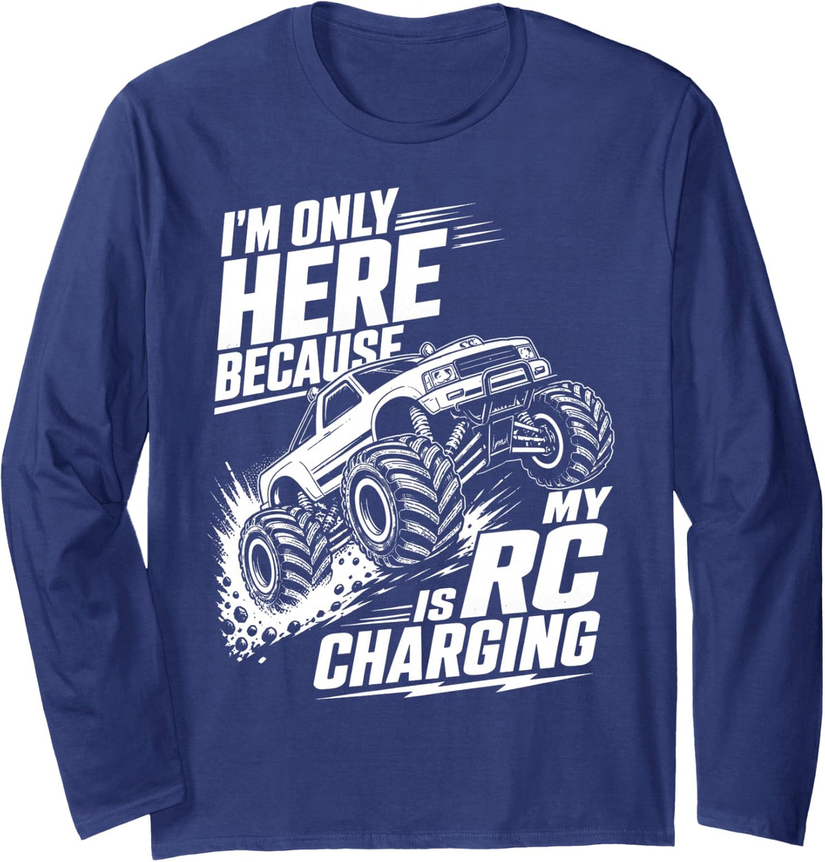 Vintage RC Car Charging RC Racer Long Sleeve T-Shirt - Adult Unisex Navy Blue