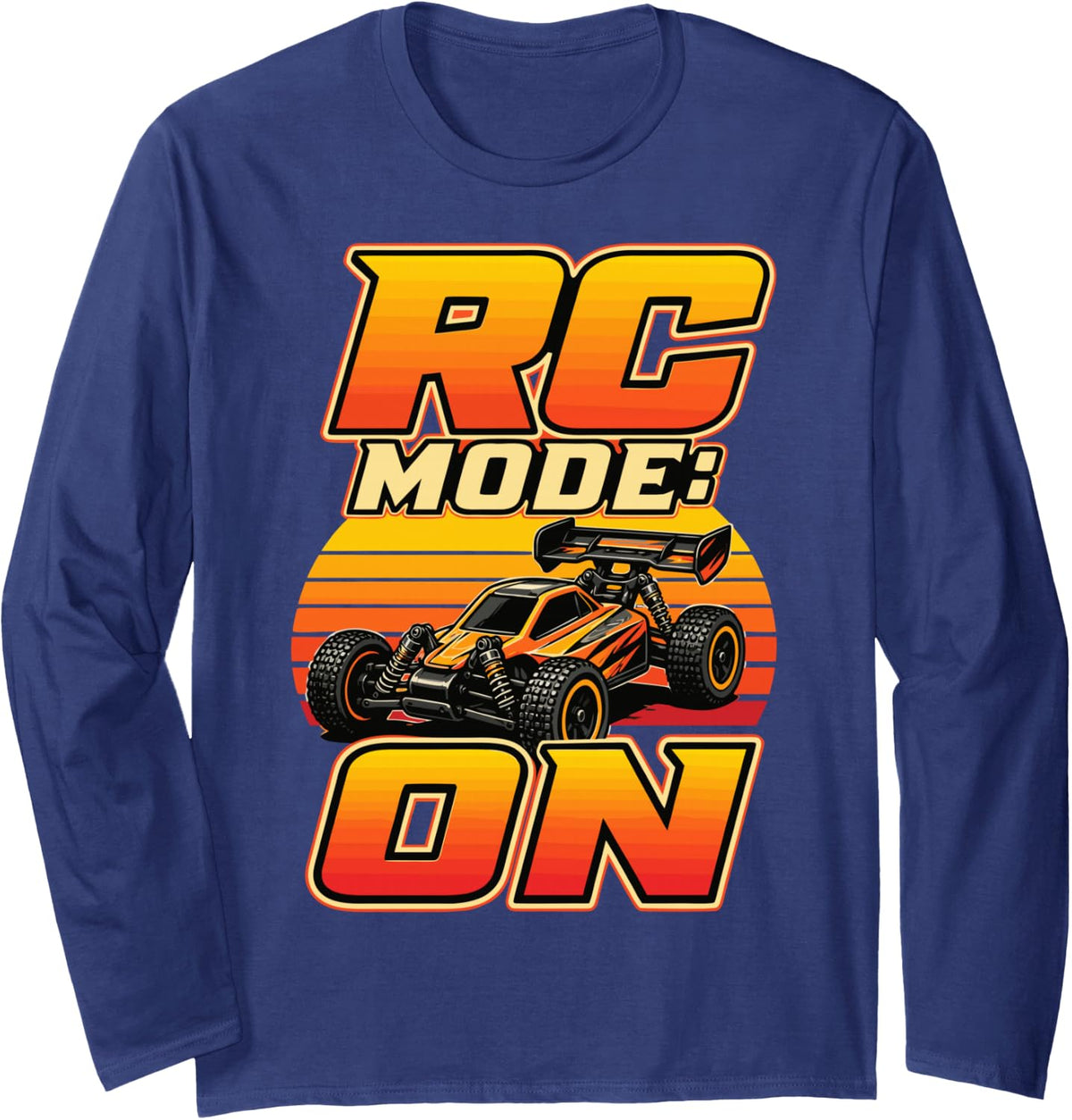 RC Car Racing Mode Remote Control Racer Long Sleeve T-Shirt - Adult Unisex Navy Blue
