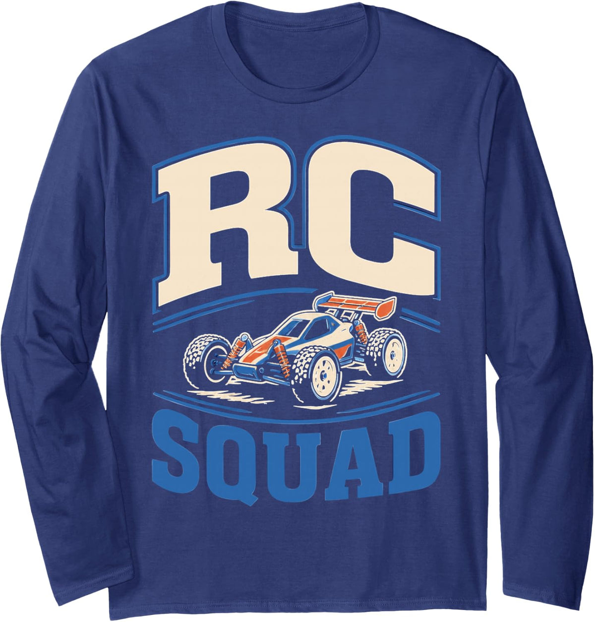 Vintage RC Car Racing RC Racer Long Sleeve T-Shirt - Adult Unisex Navy Blue