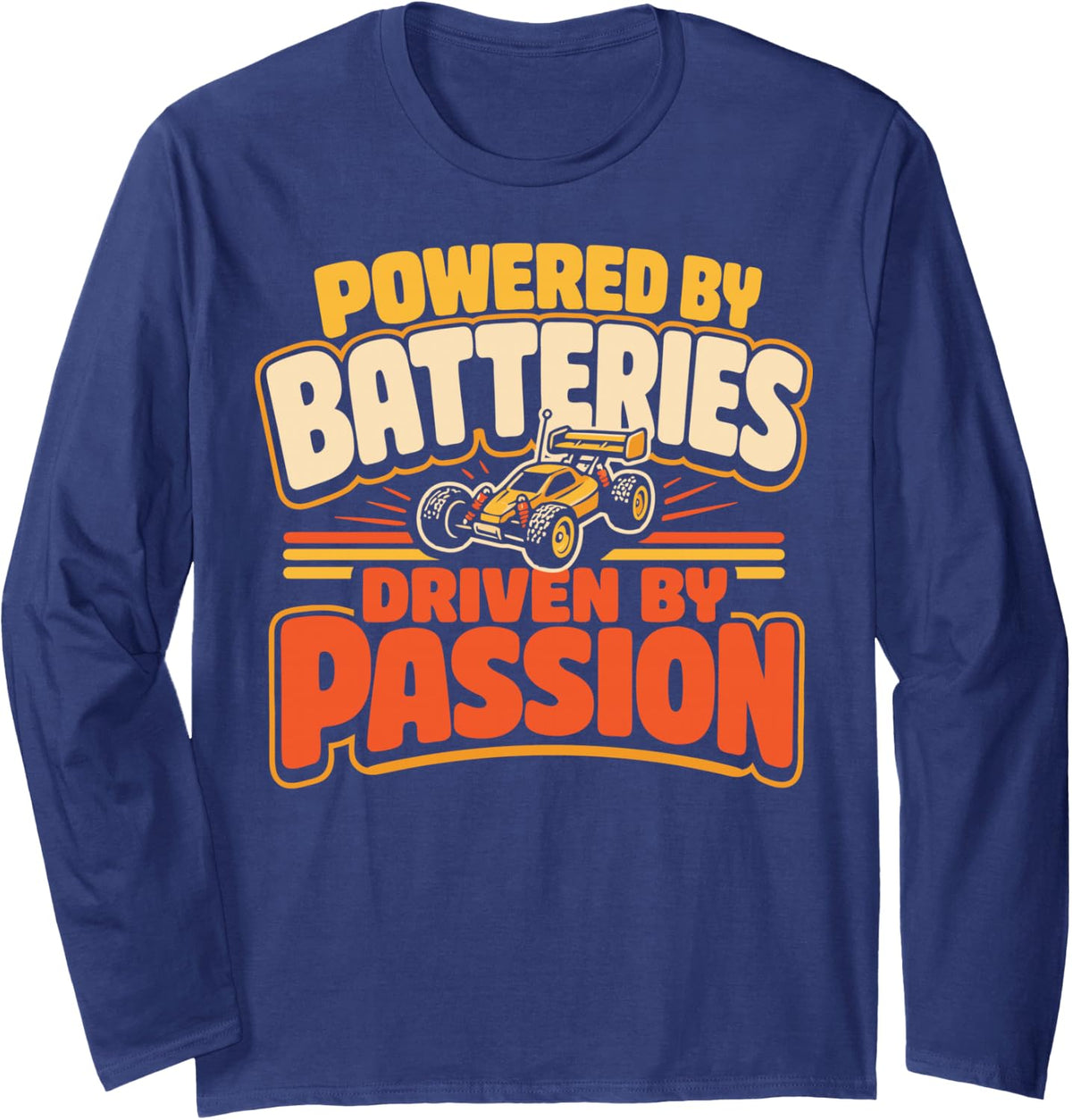 RC Car Racing Retro Remote Control Racer Long Sleeve T-Shirt - Adult Unisex Navy Blue