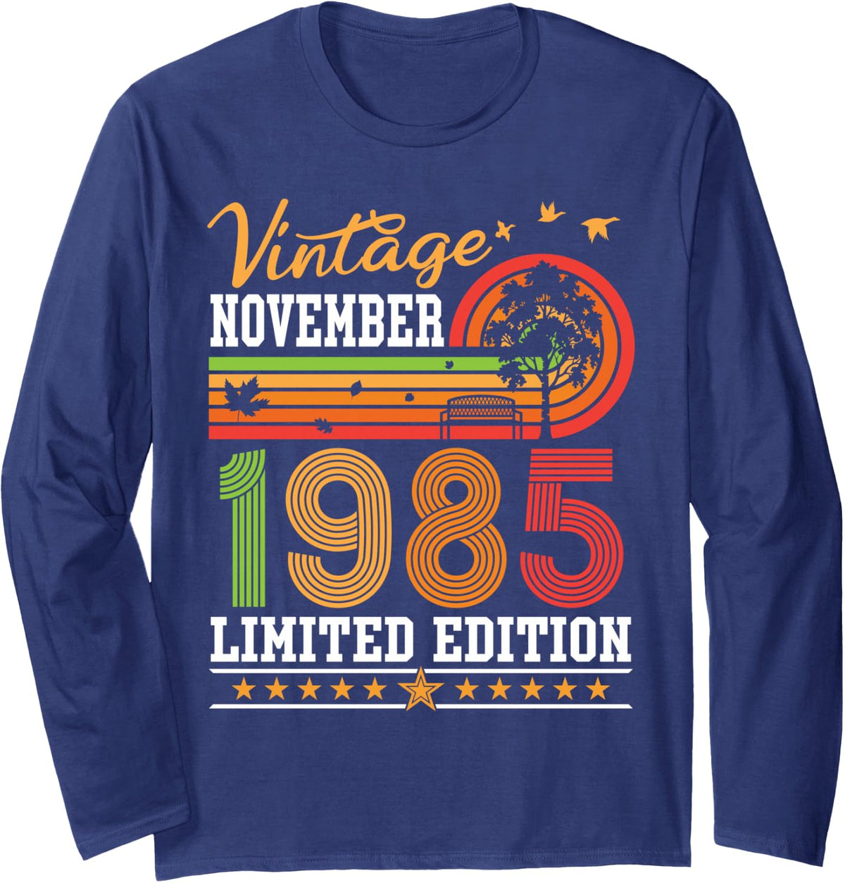Vintage November 1985 Limited Edition 41 Years Old Birthday Long Sleeve T-Shirt - Adult Unisex Navy Blue