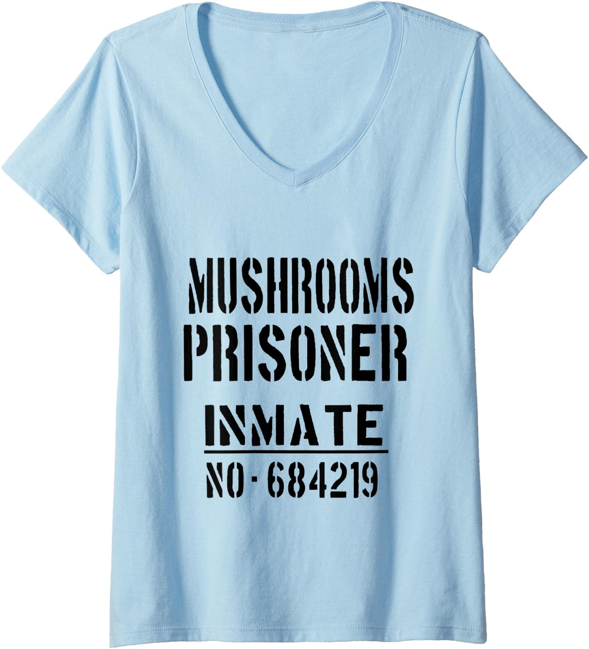 Women's Mushrooms Prisoner/Mushroom Forager Lazy Halloween Costume V-Neck T-Shirt - Baby Blue
