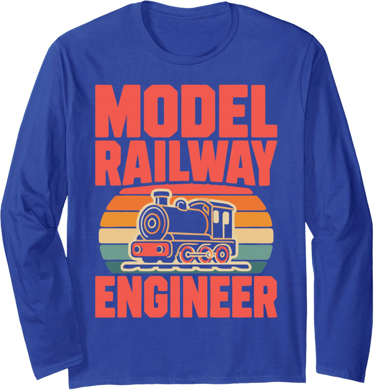 Funny Model Railway Hobby Train Track Builder Railroad Long Sleeve T-Shirt - Adult Unisex Royal Blue