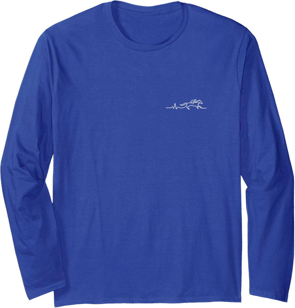 Horse Racing Heartbeat Minimalist Equestrian Design Long Sleeve T-Shirt - Adult Unisex Royal Blue
