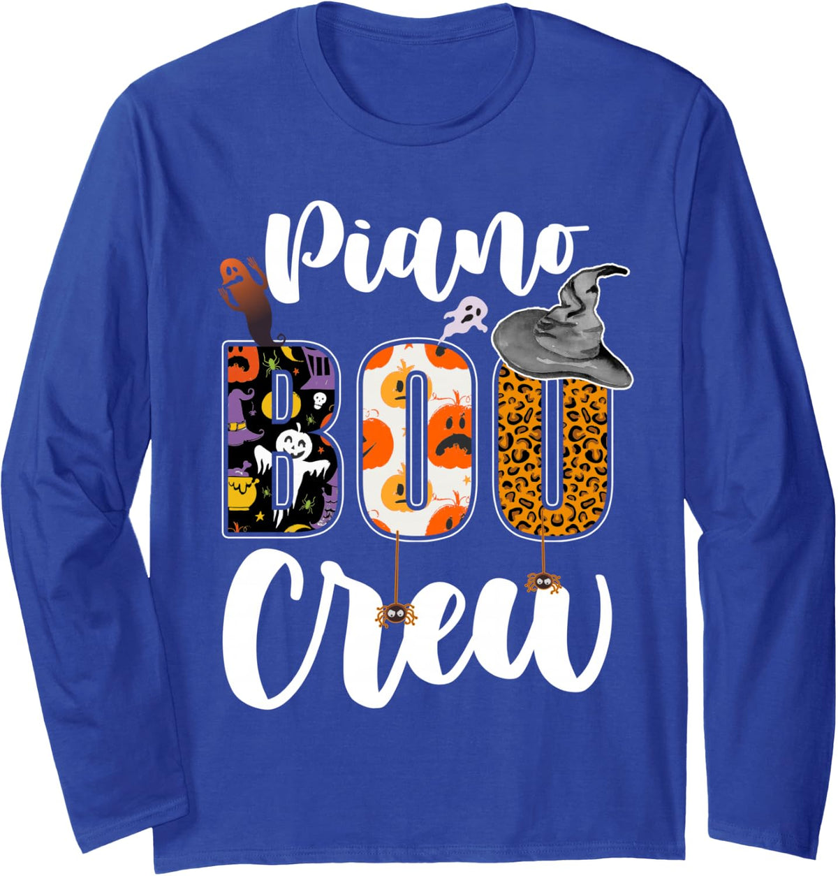 Piano Boo Crew Halloween Costume Matching Long Sleeve T-Shirt - Adult Unisex Royal Blue