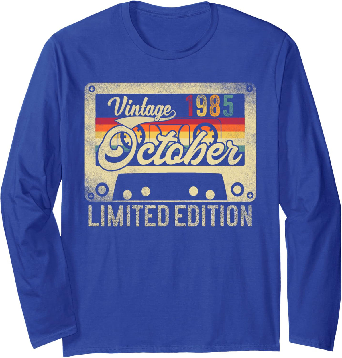 Vintage October 1985 Retro 41st Birthday Limited Edition Long Sleeve T-Shirt - Adult Unisex Royal Blue