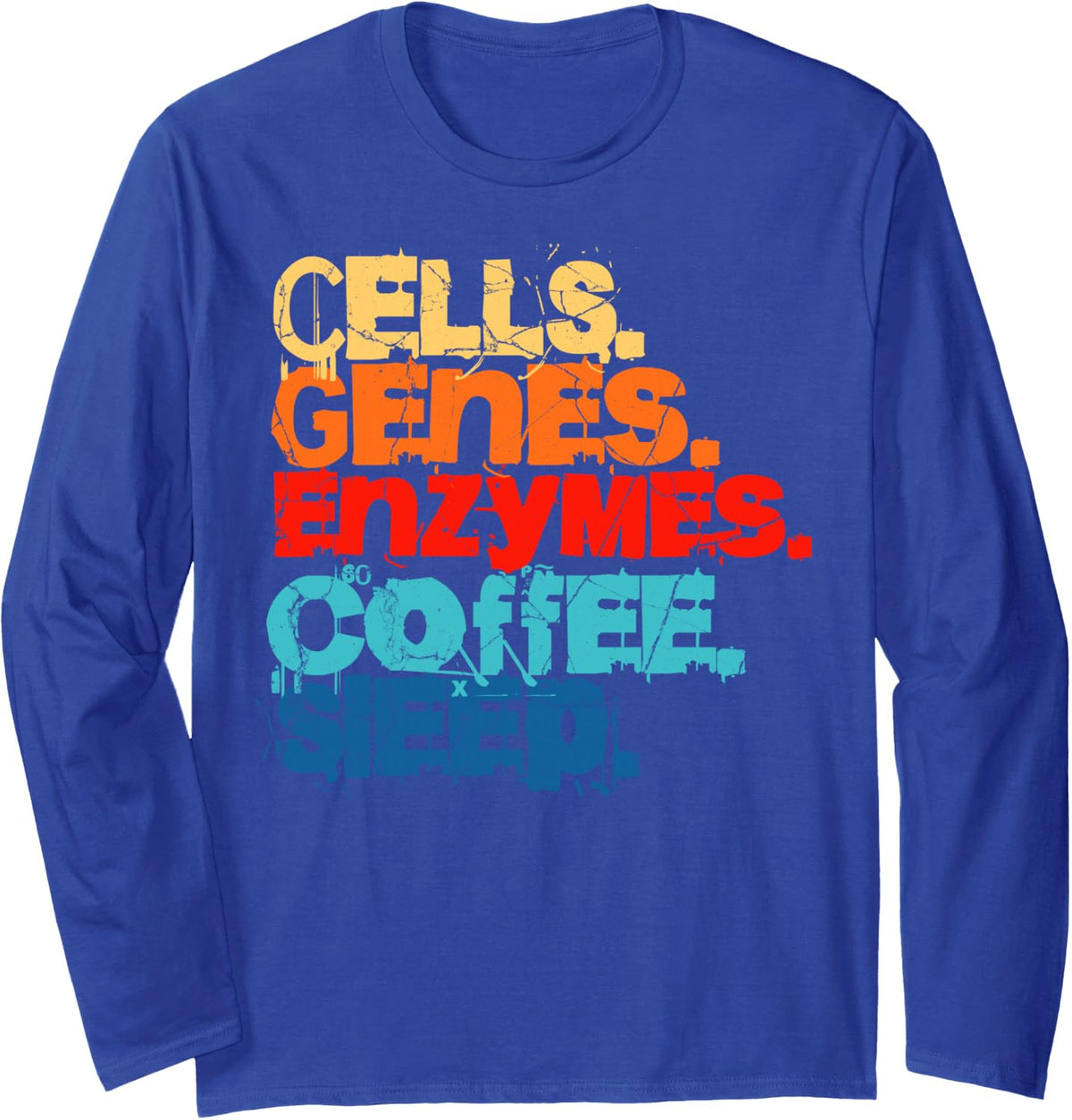 Cells Genes Enzymes Coffee Science Laboratory Long Sleeve T-Shirt - Adult Unisex Royal Blue