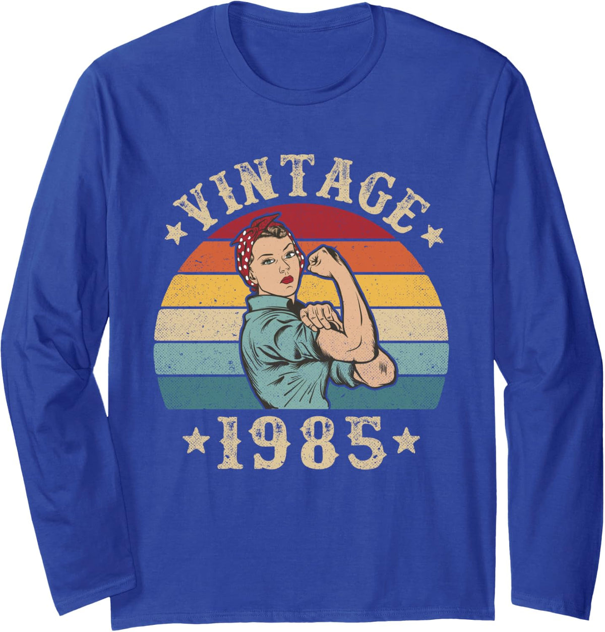 Vintage 1985 Birthday Women Born in 1985 Long Sleeve T-Shirt - Adult Unisex Royal Blue