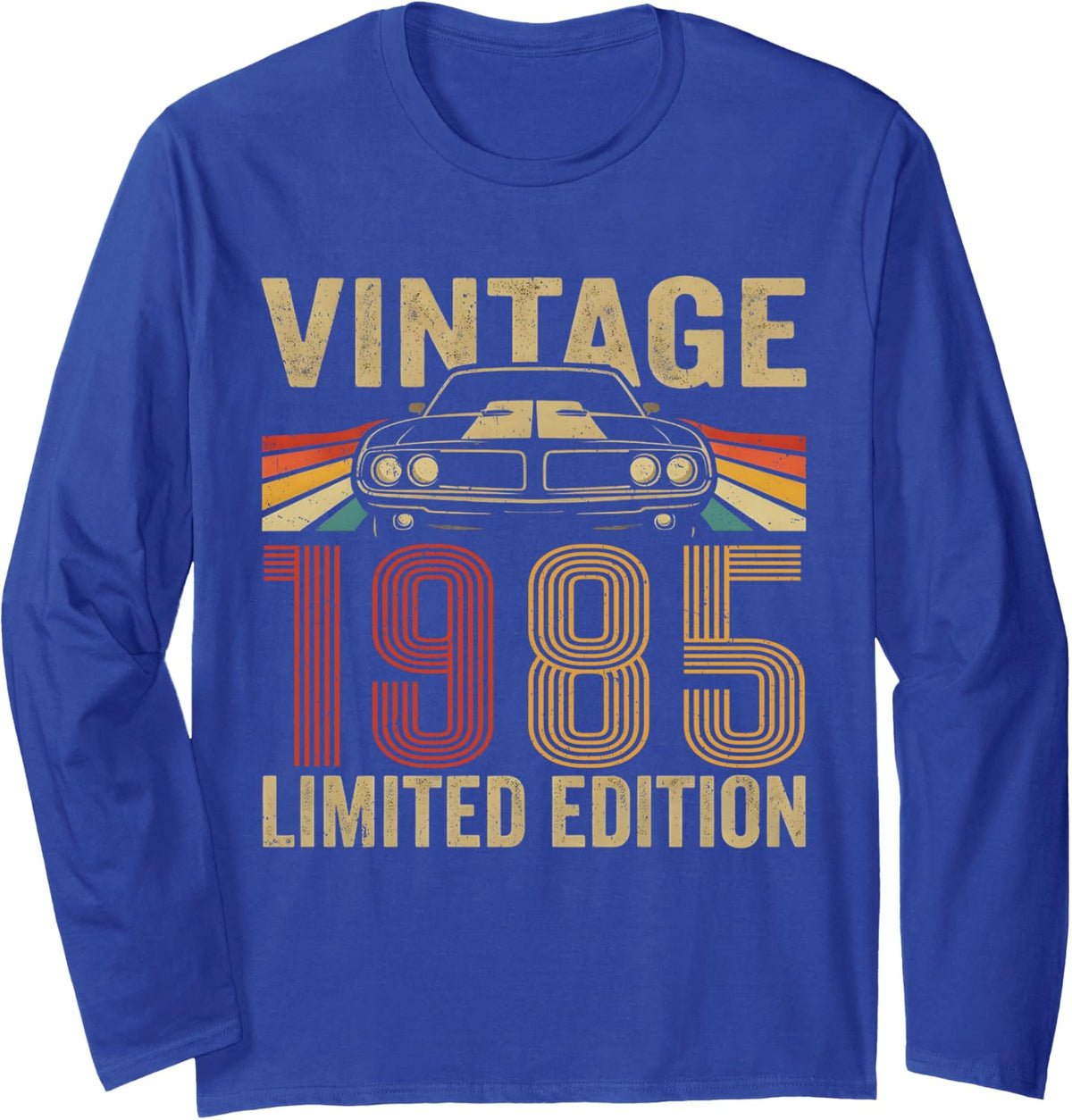 Vintage 1985 Limited Edition Classic Birth of Birthday Car Long Sleeve T-Shirt - Adult Unisex Royal Blue