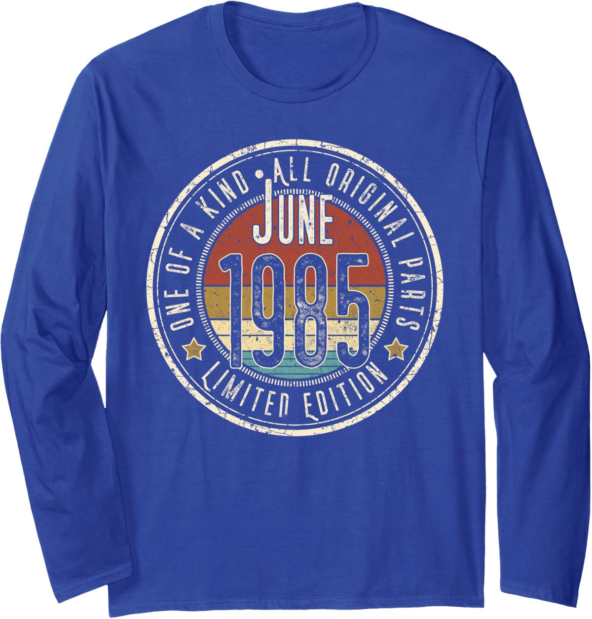 41st Birthday Vintage June 1985 Retro Limited Edition Long Sleeve T-Shirt - Adult Unisex Royal Blue