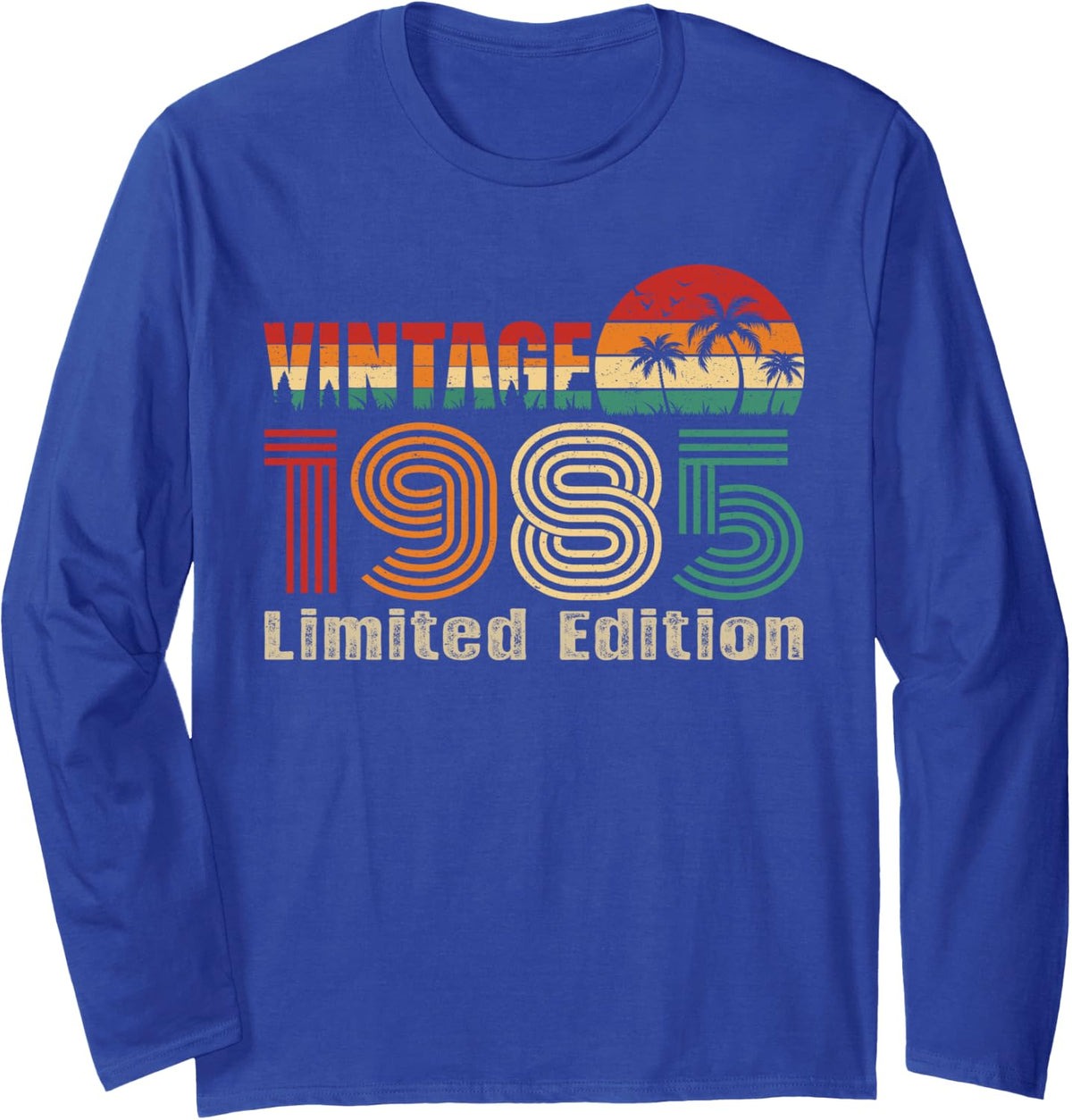 Vintage 1985 Limited Edition Classic Birthday Year Vintage Long Sleeve T-Shirt - Adult Unisex Royal Blue