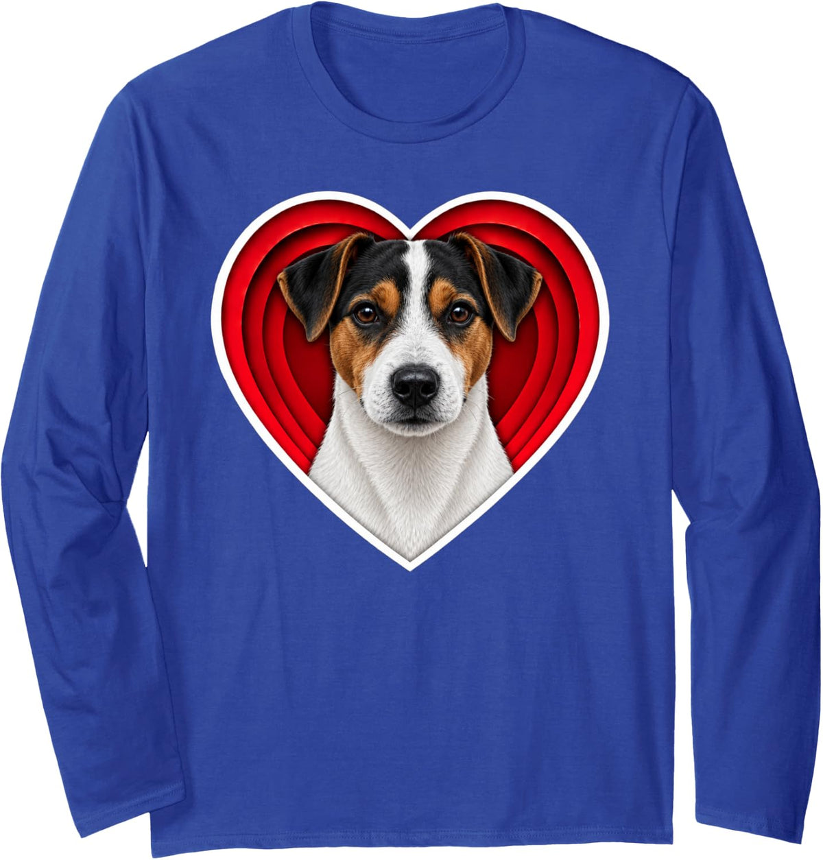 Jack Russell Terrier Heart Long Sleeve T-Shirt - Adult Unisex Royal Blue