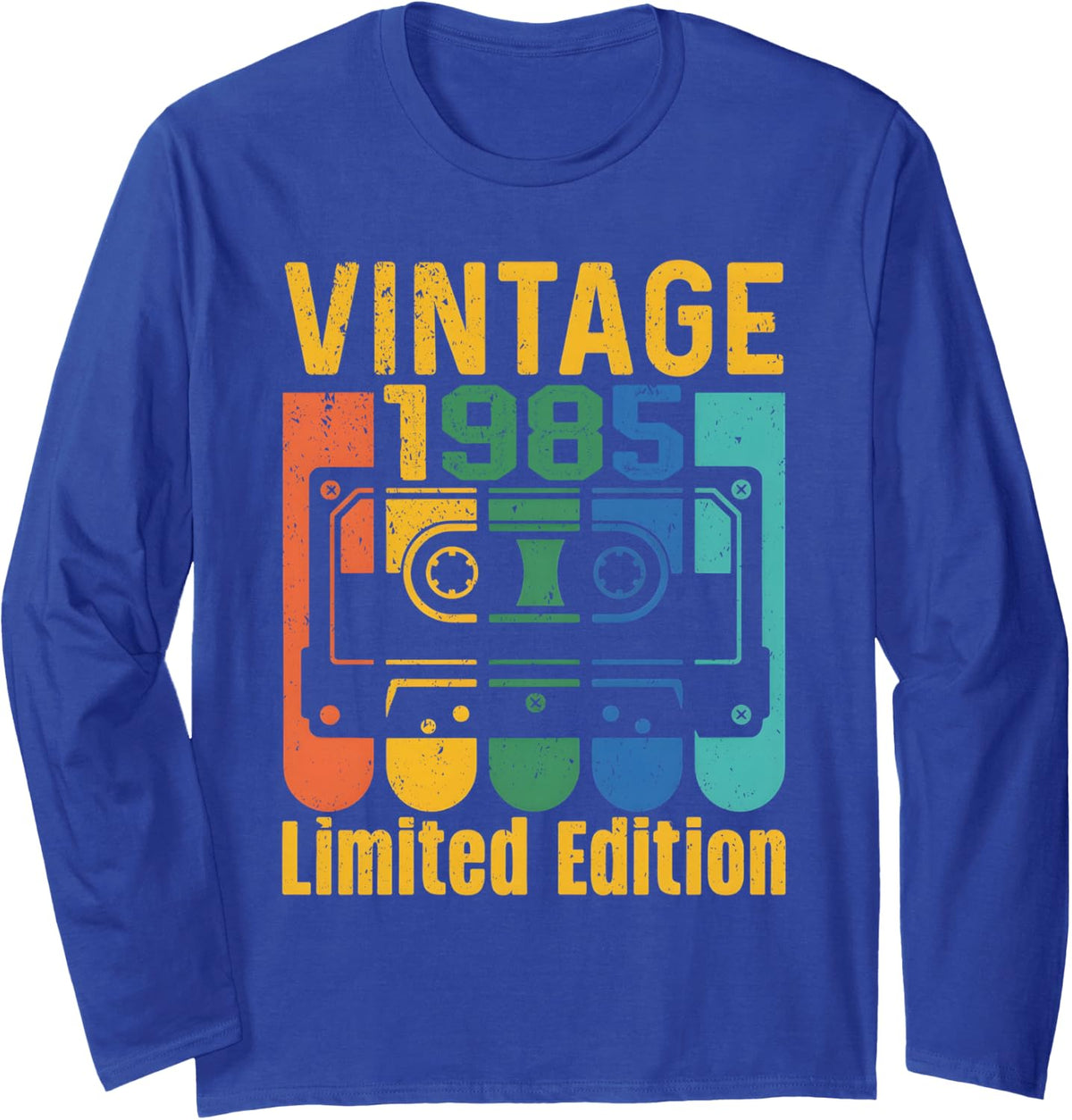 Vintage 1985 Limited Edition Cassette Tape Classic Birthday Long Sleeve T-Shirt - Adult Unisex Royal Blue