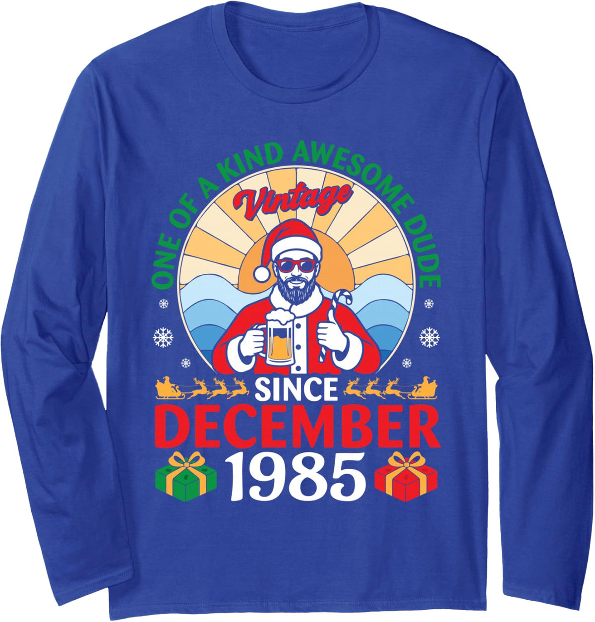 Vintage in December 1985 Birthday 41 Years of Being Awesome Long Sleeve T-Shirt - Adult Unisex Royal Blue