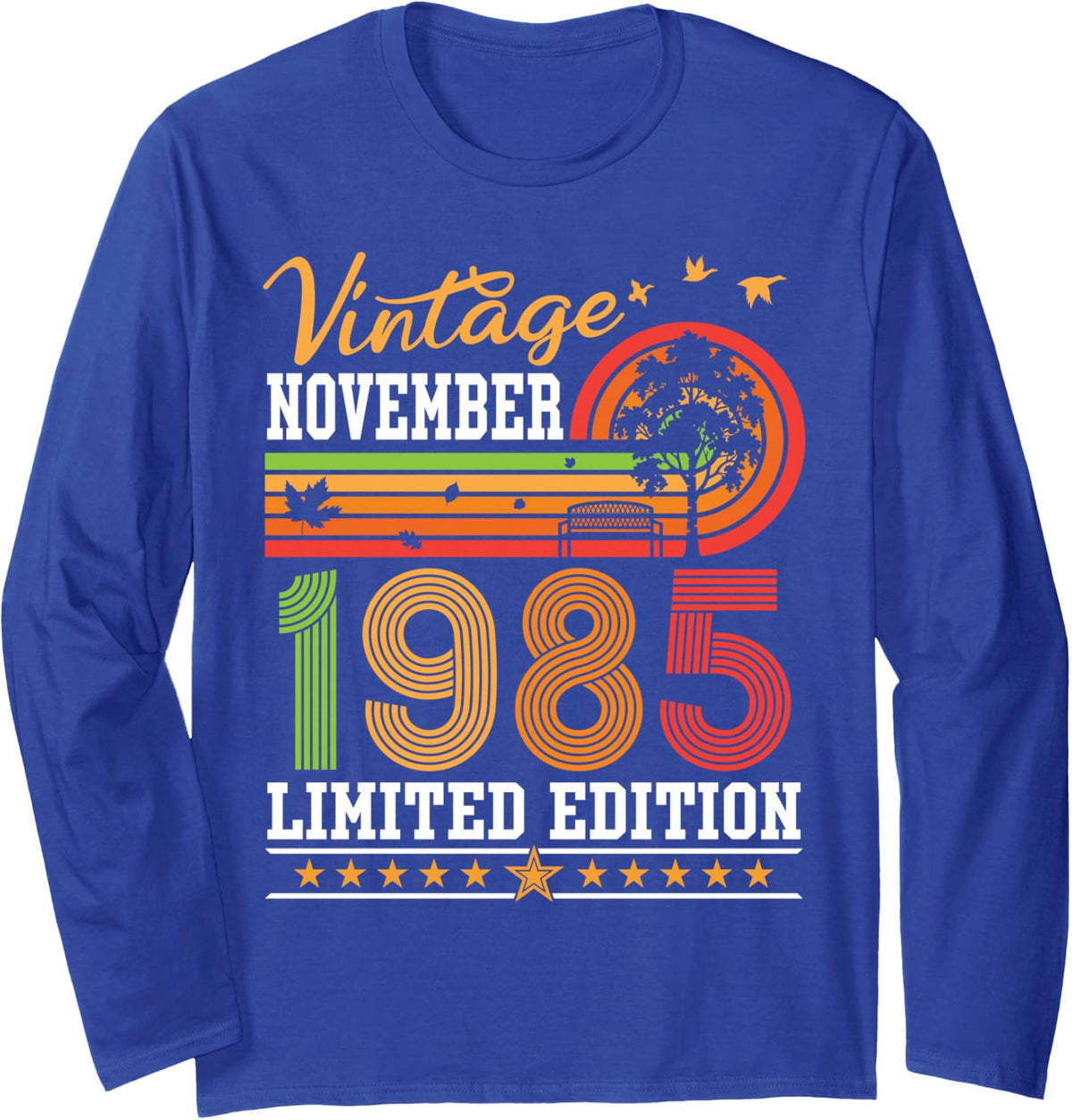 Vintage November 1985 Limited Edition 41 Years Old Birthday Long Sleeve T-Shirt - Adult Unisex Royal Blue