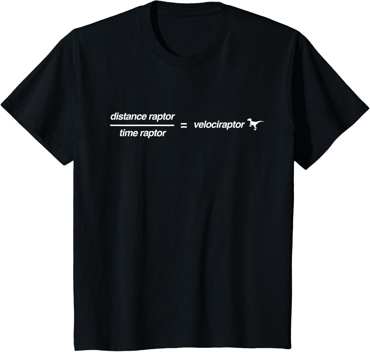 Velociraptor Dinosaur Physics Tees Men's Black Short Sleeve Classic Fit Science Dinosaur T-Shirt - Black