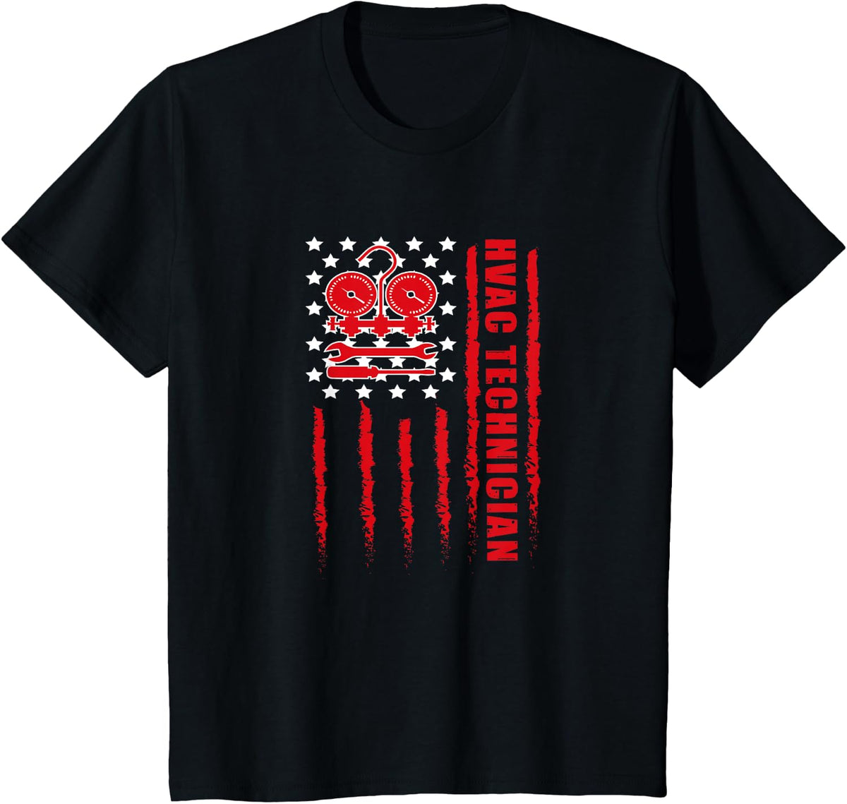 HVAC and Refrigeration American Tech Tshirt Tee - Black