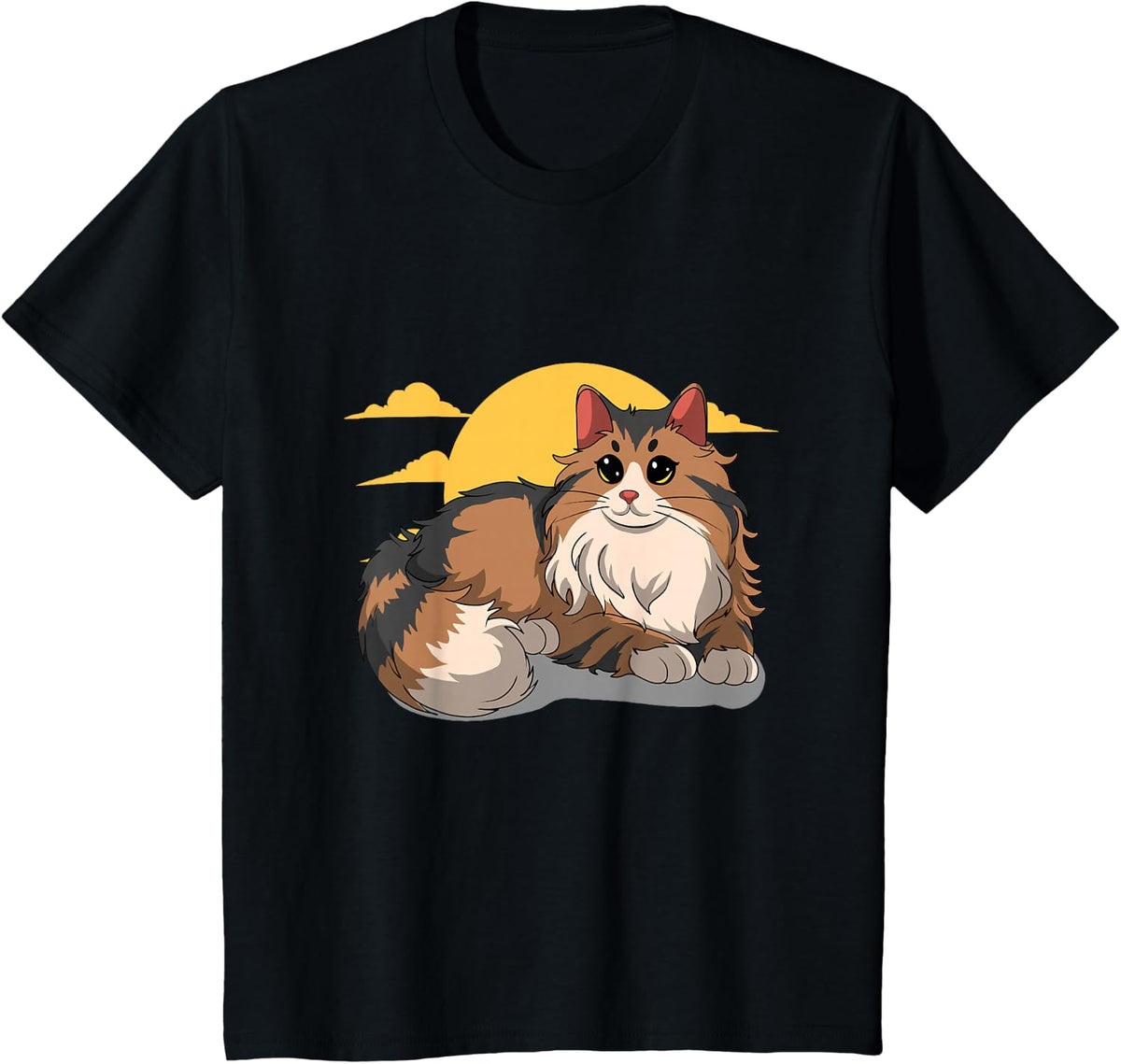 Norwegian Forest Cat Neko Kitty Cute Kawaii Anime Cat T-Shirt - Black