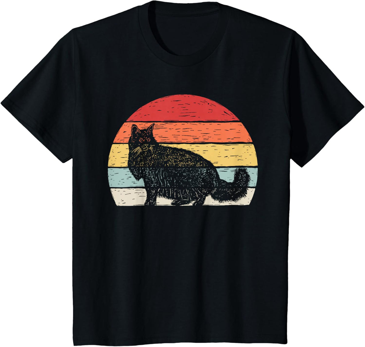 Vintage Retro Norwegian Forest Cat T-Shirt - Black