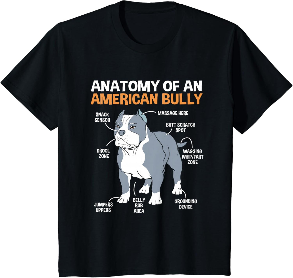Cute Puppy Pet Anatomy Of An American Bully T-Shirt - Black