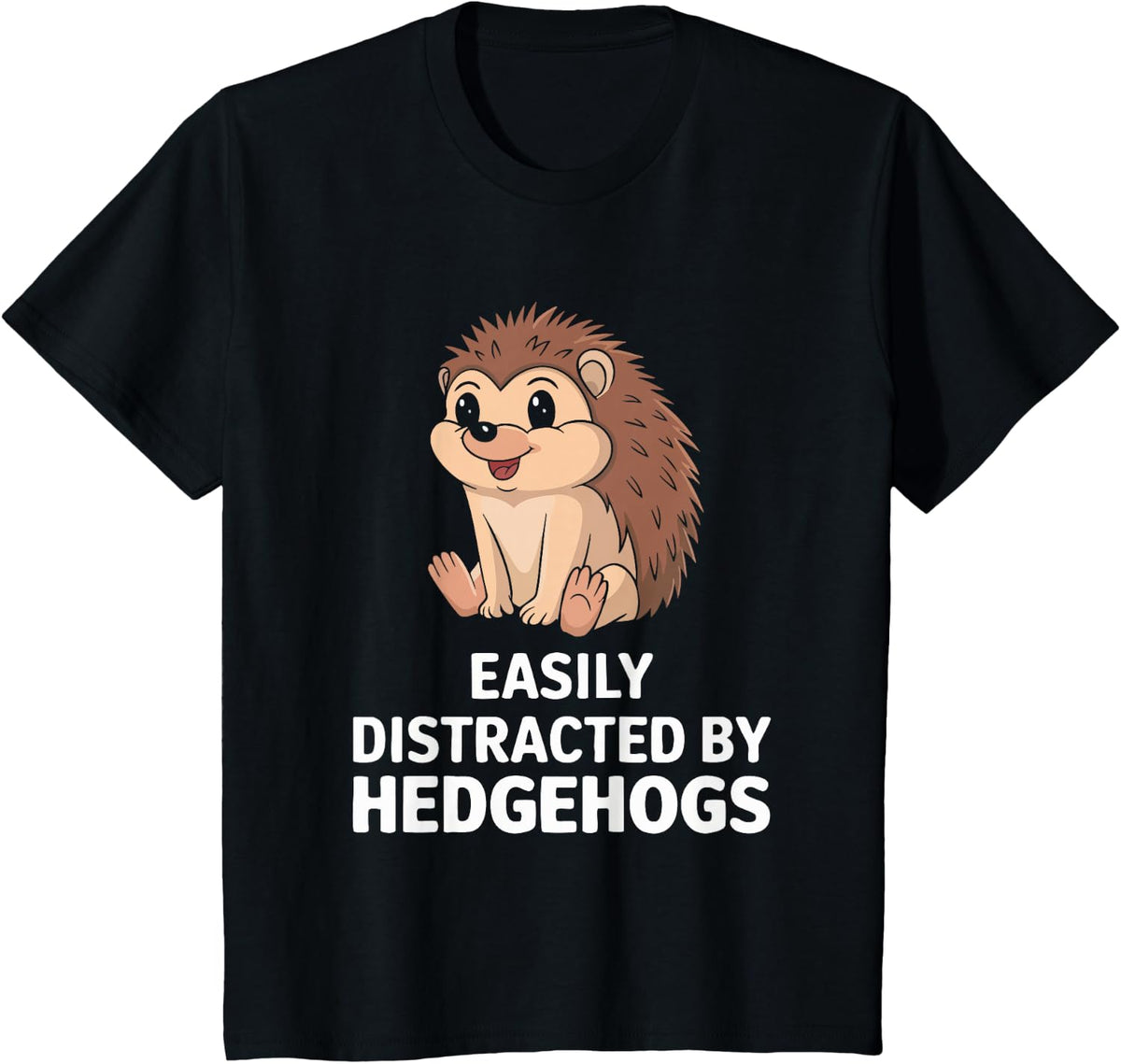 Easily Distracted By Hedgehogs T-Shirt - Black