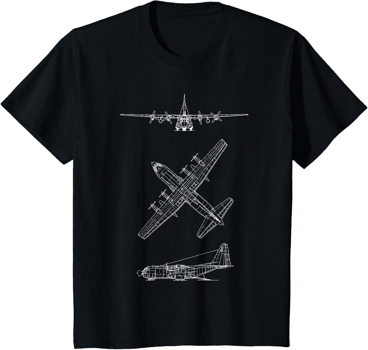 C130 Hercules Turboprop Tactical Transport / Medivac Plane T-Shirt - Black