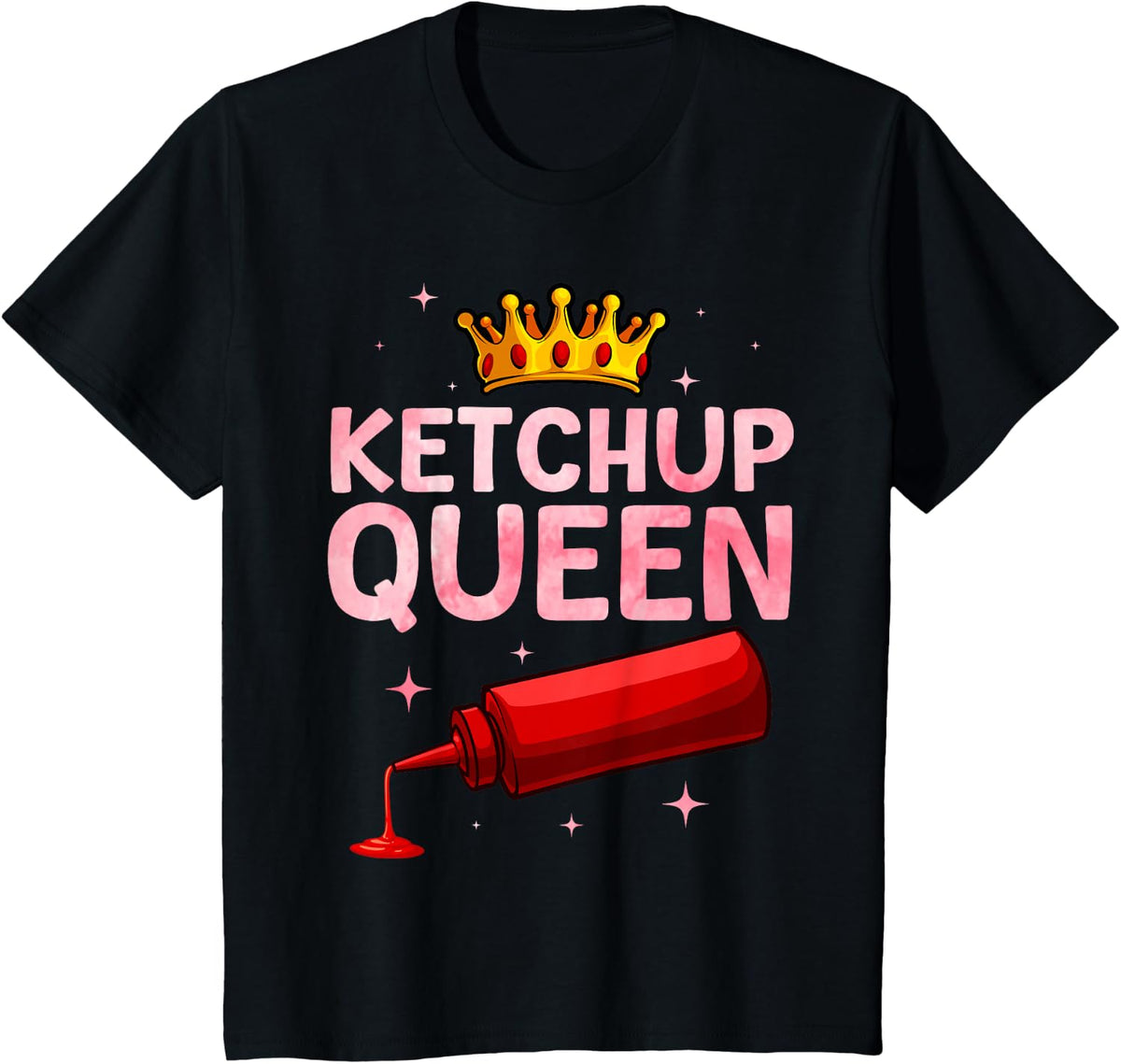 Cool Ketchup Queen Art for Women Girls Tomato Ketchup Lover T-Shirt - Black