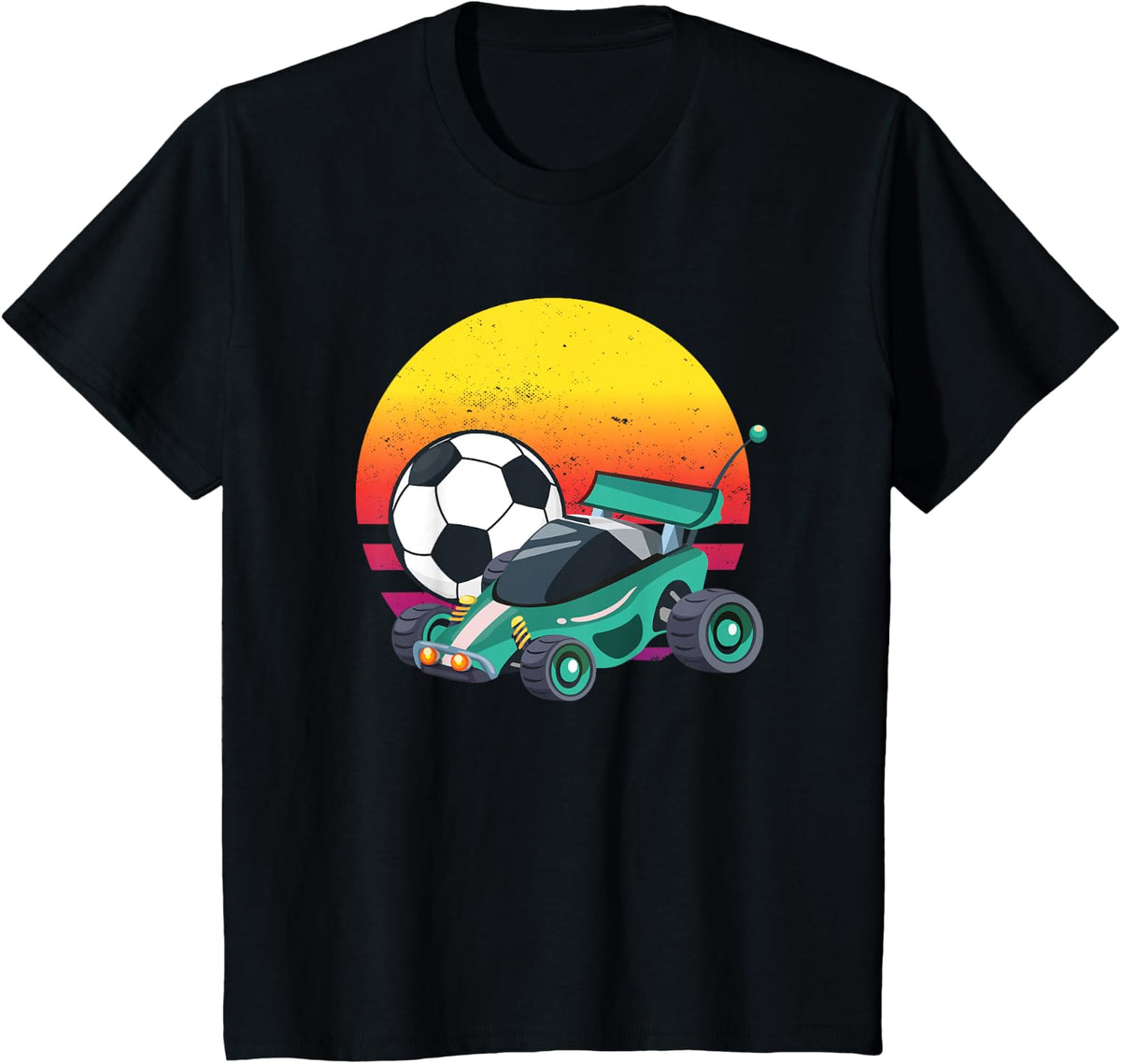 Retro Vintage Rocket RC Soccer Car League T-Shirt - Black