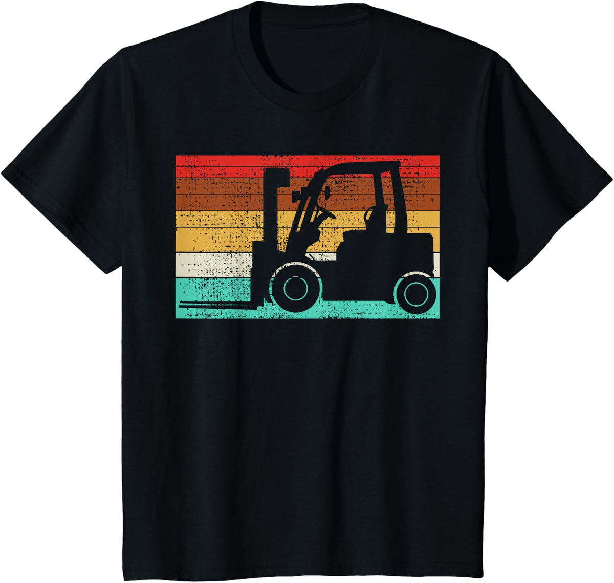 Forklift Construction Retro Vintage T-Shirt - Black