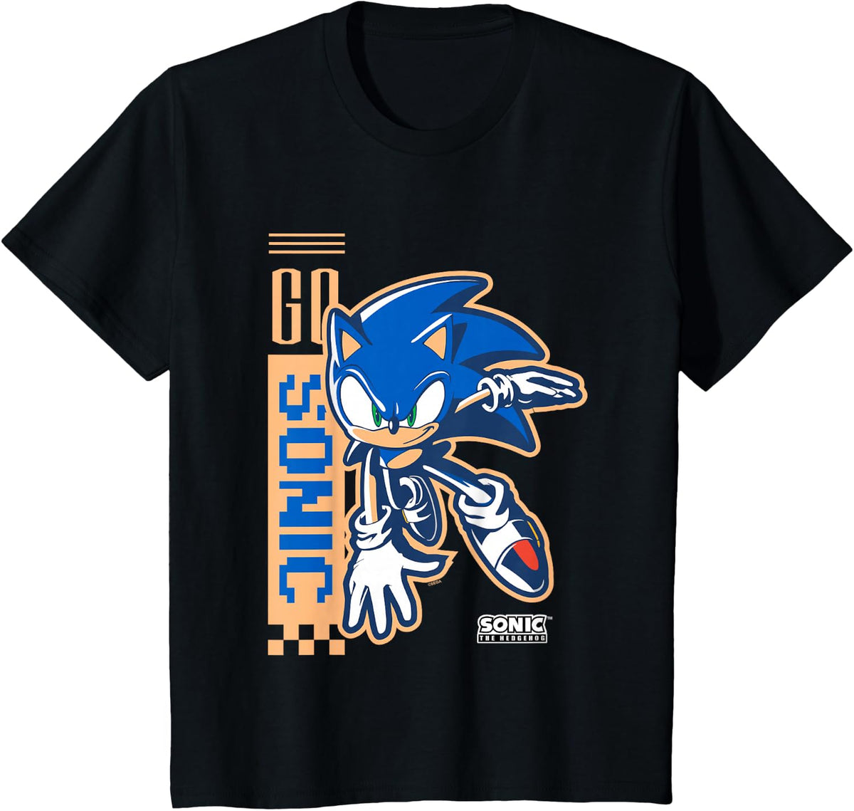 Sonic The Hedgehog Go Sonic Epic Pose Vintage Shot T-Shirt - Black