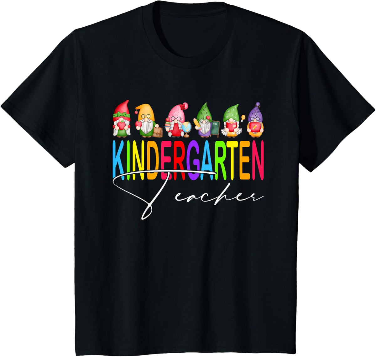 Kindergarten Teacher Gnomes Back To School T-Shirt - Black