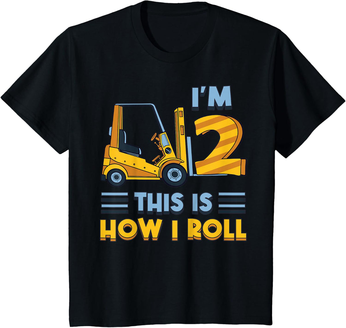 Kids forklift driver boy forklift I am 2 years birthday T-Shirt - Black