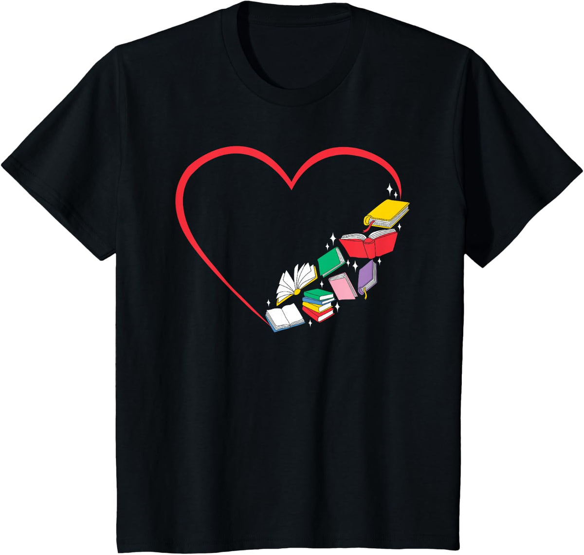 Book Reading Books Heart Tee - I Love Reading Shirt for Book Lovers T-Shirts - Black