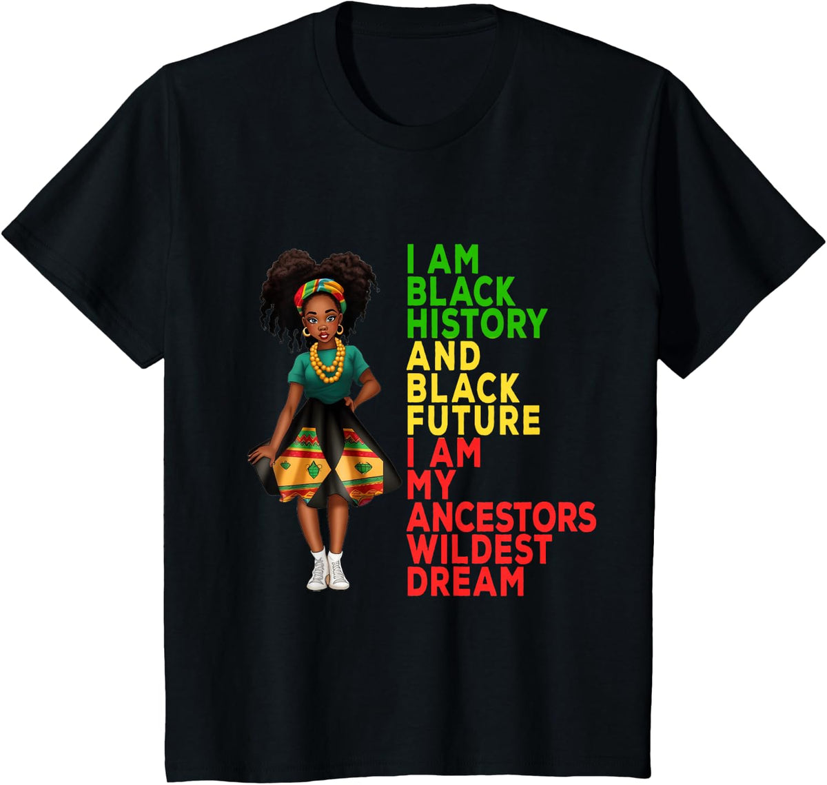 Black History Month Juneteenth Independence Day Kid Girl T-Shirt - Black