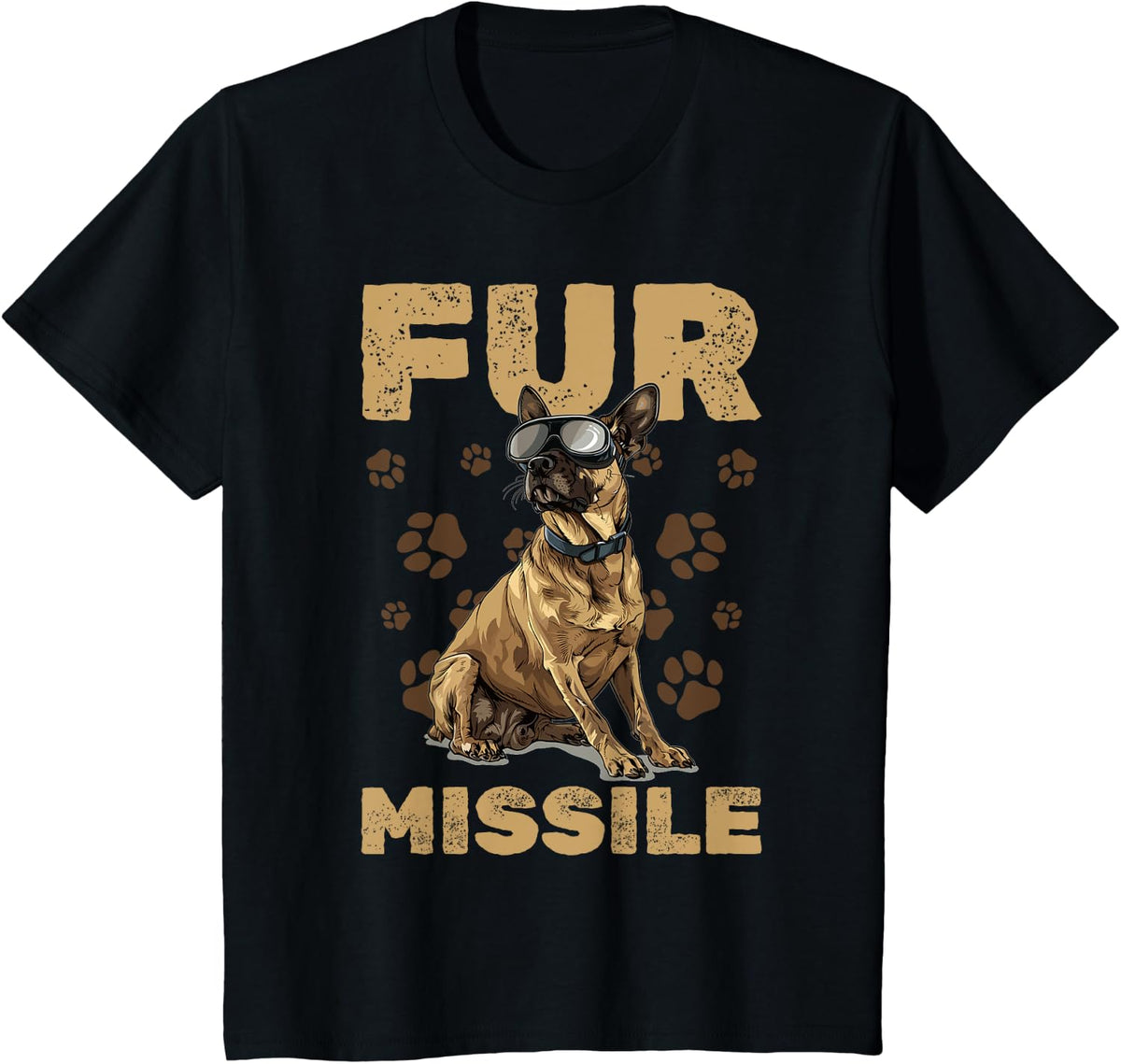 Belgian Malinois Dog Breed Fur Missile T-Shirt - Black